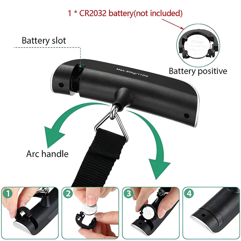 50kg/110lb Portable Electronic Hand Luggage Scale LCD Digital Display