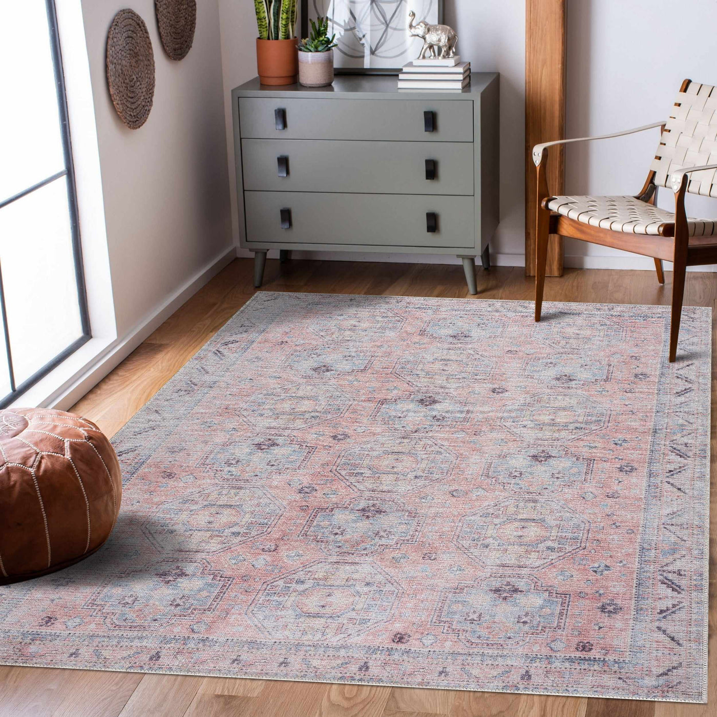 Morcott Washable Peach Area Rug