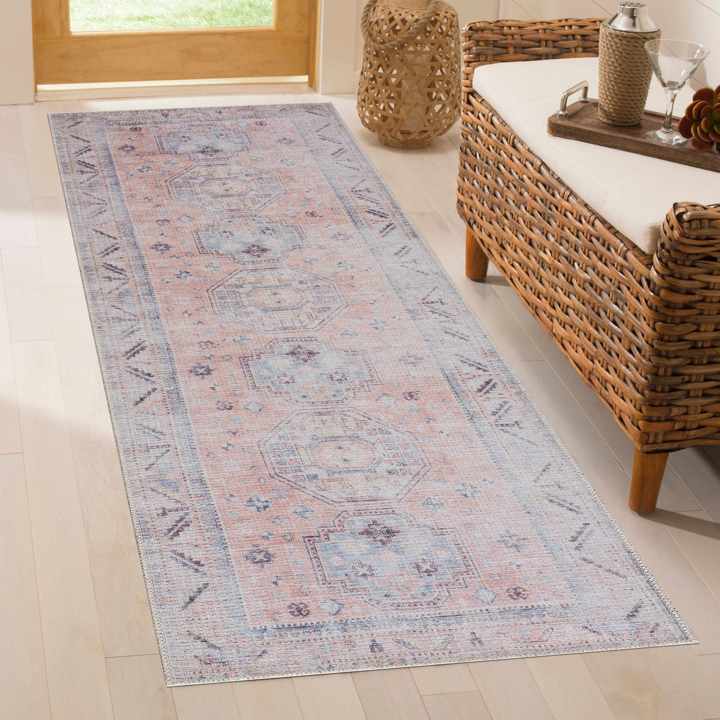 Morcott Washable Peach Area Rug