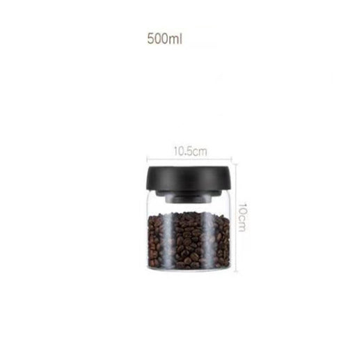 Vacuum Sealed Jug Set Black Coffee Beans Glass Airtight Canister