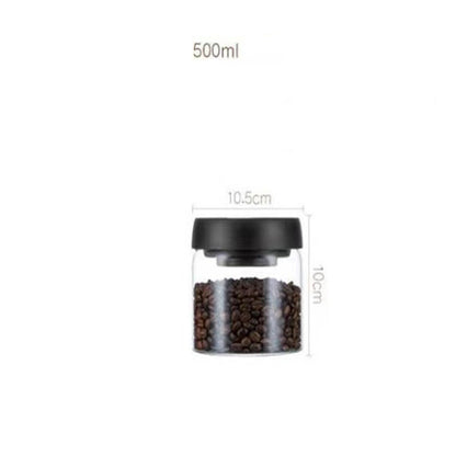 Vacuum Sealed Jug Set Black Coffee Beans Glass Airtight Canister