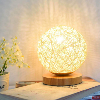 Wood Decorative Bedside Moon Lamp USB Charger