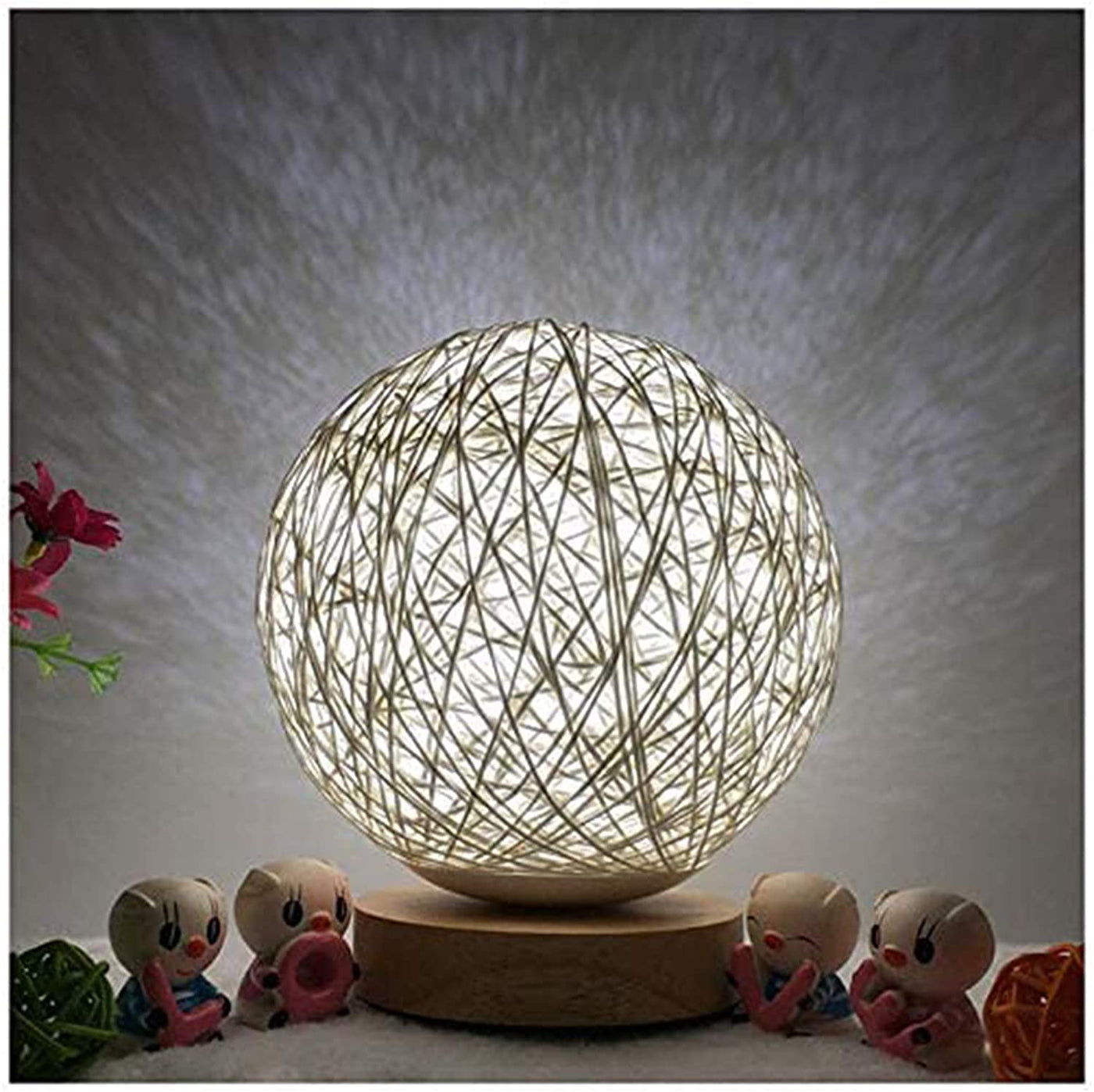 Wood Decorative Bedside Moon Lamp USB Charger
