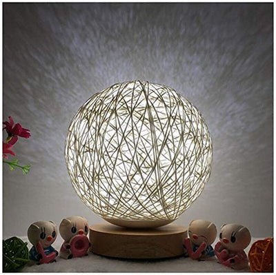 Wood Decorative Bedside Moon Lamp USB Charger