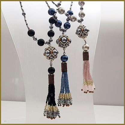 ""NEW"" Black Beaded Tassel and Hematite