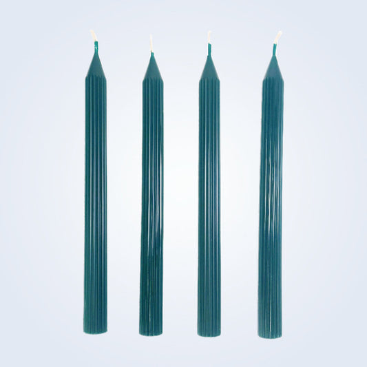 Coloured Beeswax Taper Candle | Fluted | Spruce Green-0