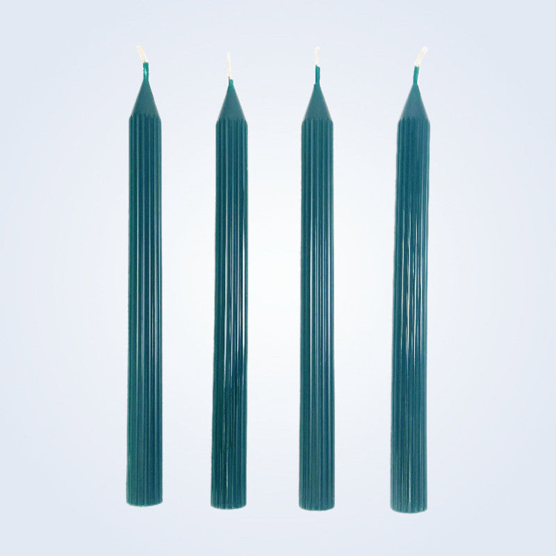 Coloured Beeswax Taper Candle | Fluted | Spruce Green-0