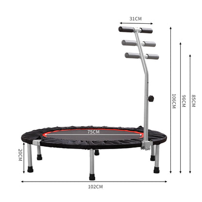 40"" Fitness Trampoline Foldable Mini Rebounder Handrail Cardio
