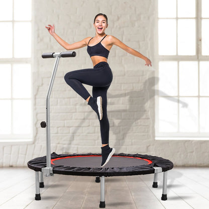 40"" Fitness Trampoline Foldable Mini Rebounder Handrail Cardio