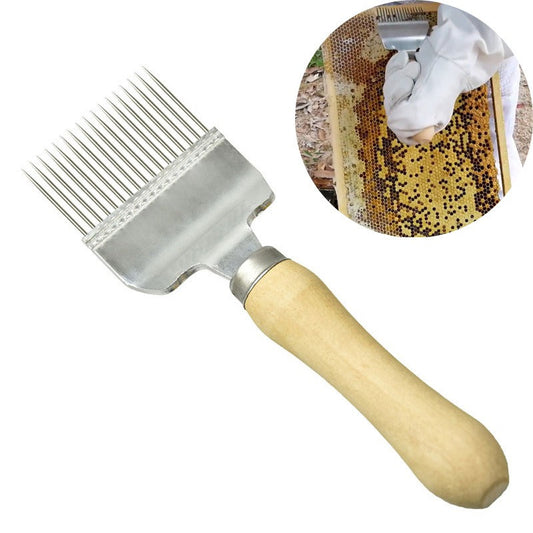 Stainless Steel Honey Knife Straight Needle Honey Comb Uncapping Fork Wood Handle Beekeeping Tools-0