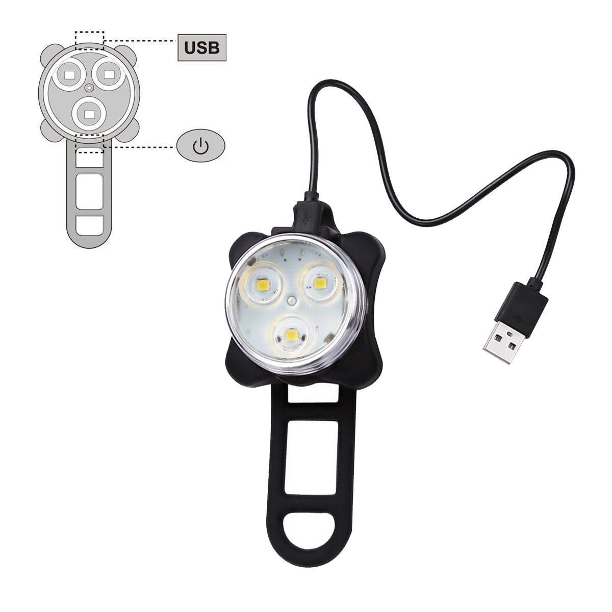 Waterproof Bicycle Bike Lights Front Rear Tail Light Lamp USB