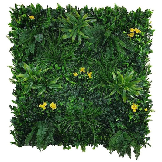 Yellow Rose Artificial Vertical Garden / Fake Green Wall UV Resistant